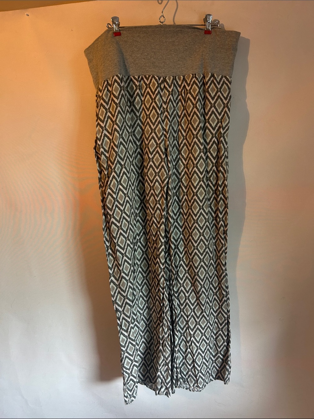 Women's linen Sundance pants  in Gray Diamond Print XL